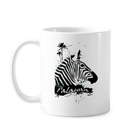 Dıythinker 350 ml Palawan Tropik Stil Zebra Hayvan Klasik Beyaz Çömlekçilik Seramik Saplı Kupa