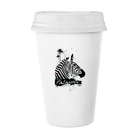 Dıythinker 350 ml Palawan Tropik Stil Zebra Hayvan Klasik Kupa Beyaz Çömlekçilik Seramik Kupa