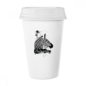 Dıythinker 350 ml Palawan Tropik Stil Zebra Hayvan Klasik Kupa Beyaz Çömlekçilik Seramik Kupa