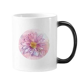 Dıythinker 350 ml Pembe Suluboya Krizantem Çiçek Bitki Değişen Renk Kupa