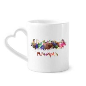 Dıythinker 350 ml Philadelphia America City Suluboya Kupaları Seramik Kupa