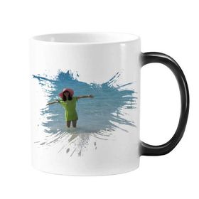 Dıythinker 350 ml Plaj Dalgalı Deniz Ellie Yao Beautiflu Kız Renk Değiştiren Kupa