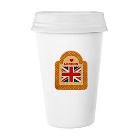 Dıythinker 350 ml Point İngiltere Londra Damga İngiliz Bayrağı Klasik Kupa Beyaz Çömlekçilik Seramik Kupa
