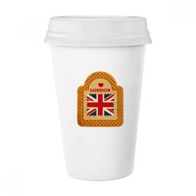 Dıythinker 350 ml Point İngiltere Londra Damga İngiliz Bayrağı Klasik Kupa Beyaz Çömlekçilik Seramik Kupa
