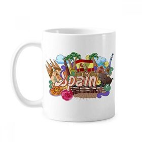 Dıythinker 350 ml Prado Deniz Mahsulleri İspanya Grafiti Klasik Kupa Beyaz Çömlekçilik Seramik Kupa