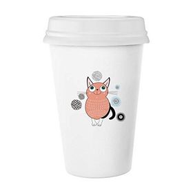 Dıythinker 350 ml Protect Animal Çizgi Film Sevimli Pembe Gülümseyen Kedi İllüstrasyonu Klasik Beyaz Çömlek Seramik Kupa
