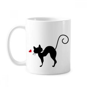 Dıythinker 350 ml Protect Animal Kalp Şekilli Kedi Figürü Sihouette Evcil Hayvan Sevgili Klasik Kupa