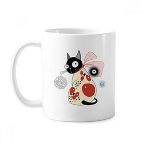 Dıythinker 350 ml Protect Animal Pet Lover Çizgi Film Sevimli Fiyonk Kedi Klasik Kupa
