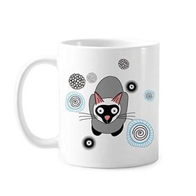 Dıythinker 350 ml Protect Animal Pet Lover Çizgi Film Sevimli Gri Kedi Siyah Yüz Klasik Kupa