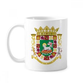 Dıythinker 350 ml Puerto Rico Ulusal Amblemi Klasik Kupa Beyaz Çömlekçilik Seramik Kupa