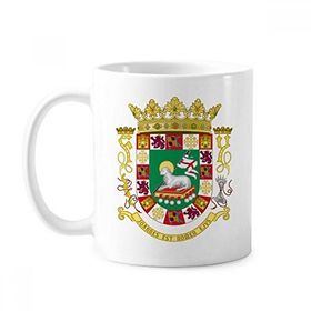 Dıythinker 350 ml Puerto Rico Ulusal Amblemi Klasik Kupa Beyaz Çömlekçilik Seramik Kupa
