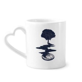Dıythinker 350 ml Pusula Akış Ağacı Sanat Desenli Kupaları Seramik Kupa
