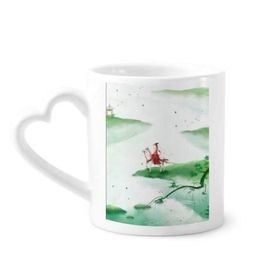 Dıythinker 350 ml Riding A Horse Go Chinese Suluboya Kupaları Seramik Kupa