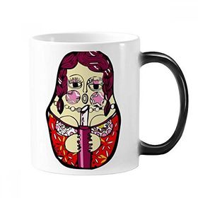 Dıythinker 350 ml Rusya Rus Matryoshka İç içe Geçen Bebekler Kadın Renk Renk Kupa