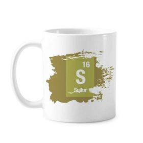 Dıythinker 350 ml S Kükürt Kimyasal Element Bilim Boya Fırçası Kupa Beyaz Seramik Kupa