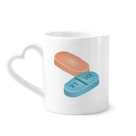 Dıythinker 350 ml Sağlık Ürünleri Hap İllüstrasyon Desenli Kupaları Seramik Kupa