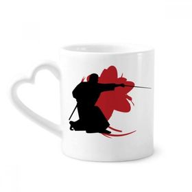 Dıythinker 350 ml Samurai Stab Sakura Japon Silüeti Kupaları Seramik Kupa