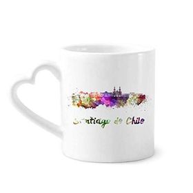 Dıythinker 350 ml Santiago De Chile City Suluboya Kupaları Seramik Kupa