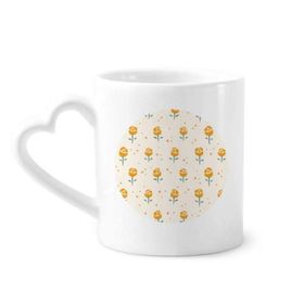 Dıythinker 350 ml Sarı Çiçek Bitki Gül Desenli Kupaları Seramik Kupa