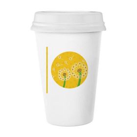 Dıythinker 350 ml Sarı Çiçek Karahindiba Çiçekleri Klasik Kupa Beyaz Çömlekçilik Seramik Kupa