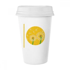 Dıythinker 350 ml Sarı Çiçek Karahindiba Çiçekleri Klasik Kupa Beyaz Çömlekçilik Seramik Kupa