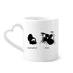 Dıythinker 350 ml Şarkı Müzik Davul Kiti Enerji Desenli Seramik Kalp Saplı Kupa