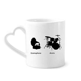 Dıythinker 350 ml Şarkı Müzik Davul Kiti Enerji Desenli Seramik Kalp Saplı Kupa