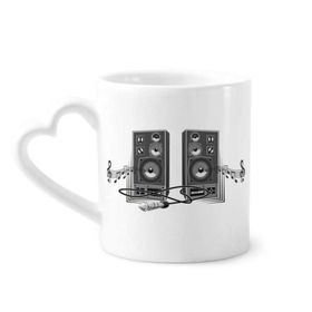 Dıythinker 350 ml Şarkı Müzik Hoparlör Kutusu Desenli Seramik Kalp Saplı Kupa