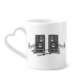 Dıythinker 350 ml Şarkı Müzik Hoparlör Kutusu Desenli Seramik Kalp Saplı Kupa