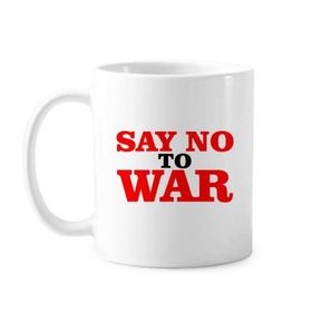 Dıythinker 350 ml Say No To War World Love Peace World Klasik Kupa Beyaz Çömlekçilik Seramik Kupa