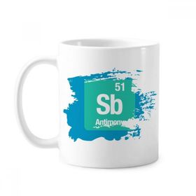 Dıythinker 350 ml Sb Antimon Kimyasal Element kimya Boya Fırçası Kupa Beyaz Seramik Kupa