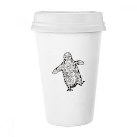 Dıythinker 350 ml Sevimli Hantal Penguen Hayvan Portre Eskiz Klasik Kupa