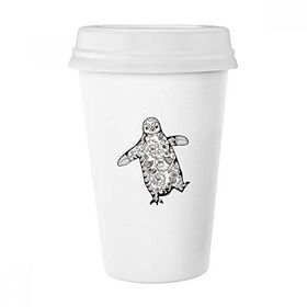 Dıythinker 350 ml Sevimli Hantal Penguen Hayvan Portre Eskiz Klasik Kupa