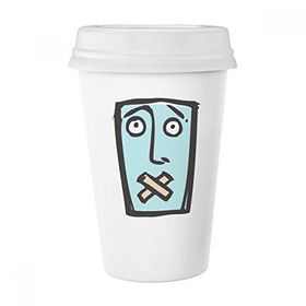 Dıythinker 350 ml Shut Up Soyut Yüz Eskizi İfadeleri Online Sohbet Klasik Beyaz Çömlek Seramik Kupa