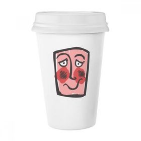 Dıythinker 350 ml Shy Soyut Yüz Eskizi İfadeleri Online Sohbet Klasik Beyaz Çömlek Seramik Kupa