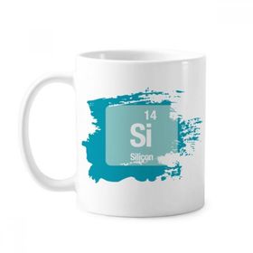 Dıythinker 350 ml Si Silicon Chemical Element Science Boya Fırçası Kupa Beyaz Seramik Kupa