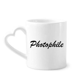Dıythinker 350 ml Şık Kelime Fotofile Seramik Kalp Saplı Seramik Kupa