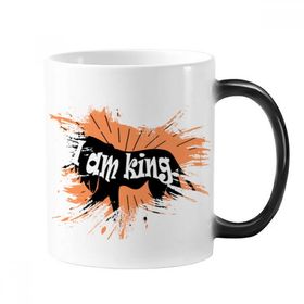 Dıythinker 350 ml Siyah Hayvan Aslan Silüeti Doğal Değişen Renk Kupa