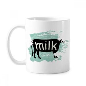Dıythinker 350 ml Siyah Hayvan İnek Silüeti Doğal Boya Fırçası Kupa Beyaz Seramik Kupa