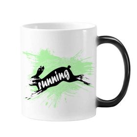 Dıythinker 350 ml Siyah Hayvan Tavşanları Silüeti Doğal Değişen Renk Kupa