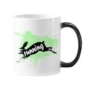 Dıythinker 350 ml Siyah Hayvan Tavşanları Silüeti Doğal Değişen Renk Kupa