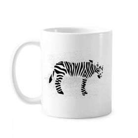 Dıythinker 350 ml Siyah Hayvan Zebra Silüeti Doğal Boya Fırçası Kupa Beyaz Seramik Kupa