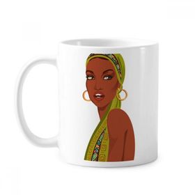 Dıythinker 350 ml Siyah Kadın İllüstrasyon Afrika Seksi Aborjin Klasik Beyaz Çömlek Seramik Saplı Kupa