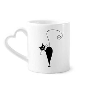 Dıythinker 350 ml Siyah Kedi Cadılar Bayramı Hayvan Sanat Silüeti Kupaları Seramik Kupa
