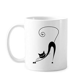 Dıythinker 350 ml Siyah Kedi Streç Cadılar Bayramı Hayvan Sanat Silüeti Klasik Kupa