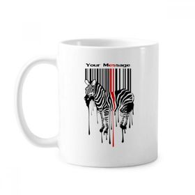 Dıythinker 350 ml Siyah Kırmızı Çizgili Kod Grafiti Zebra Klasik Beyaz Çömlek Seramik Saplı Kupa