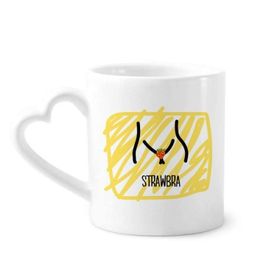 Dıythinker 350 ml Siyah Kırmızı Komik Çilek Çizim Kupaları Seramik Kupa