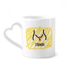 Dıythinker 350 ml Siyah Kırmızı Komik Çilek Çizim Kupaları Seramik Kupa
