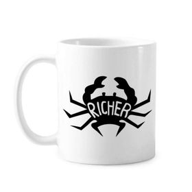 Dıythinker 350 ml Siyah Yengeç Hayvan Silüeti Doğal Klasik Kupa Beyaz Çömlekçilik Seramik Kupa