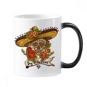 Dıythinker 350 ml Sombrero Suger Skull Meksika Ölüler Günü Değiştiren Isı Duyarlı Değişen Renk Kupa